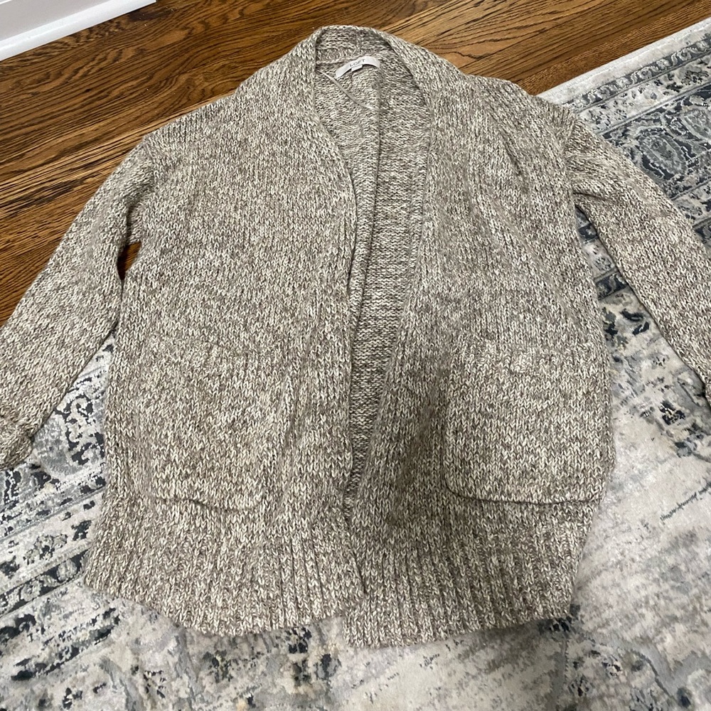 Tan and white loft cardigan